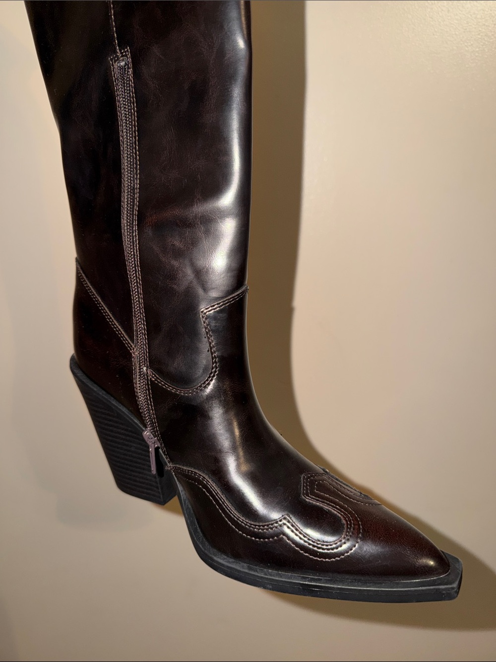Abound Tall Pointed-Toe Leather Boots in Dark Brown